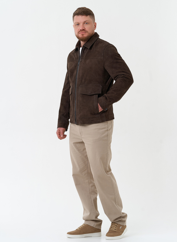 Мужская куртка из натуральной замши коричневого цвета