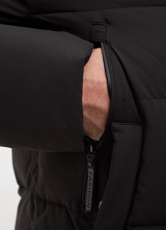 Мужской пуховик черного цвета модель № 32035 универмаг малина