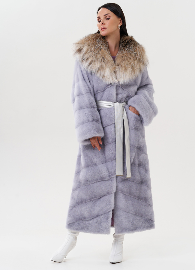 Женская норковая шуба с капюшоном из меха рыси модель № 27570 универмаг малина