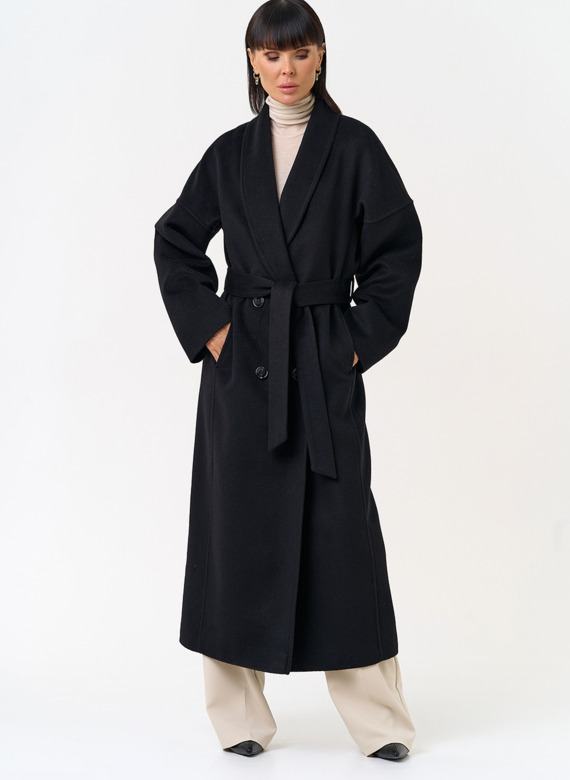 Женское пальто с воротником шаль