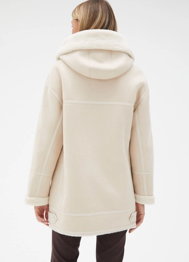 фото Женская удлиненная дубленка из эко кожи модель № 32023 фото