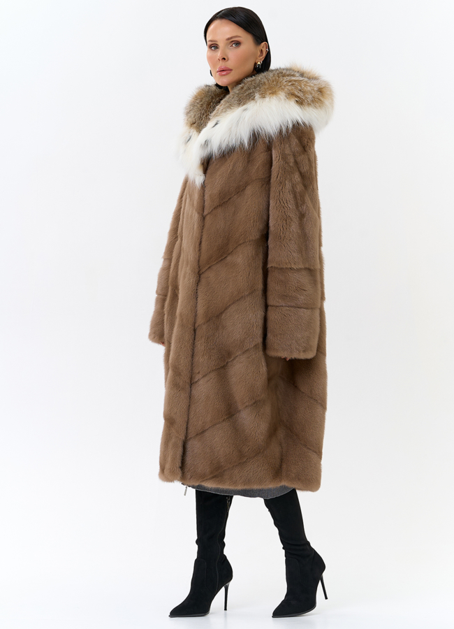 Норковая шуба с рысью модель № 25469 универмаг малина