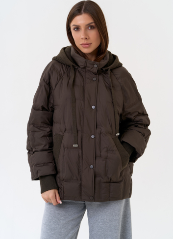 Женская куртка с трикотажным капюшоном