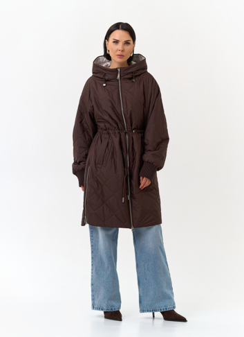 Женское утепленное пальто с капюшоном