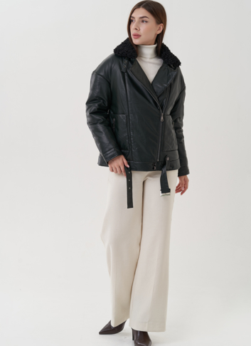 Косуха утепленная из экокожи с отделкой из экомеха