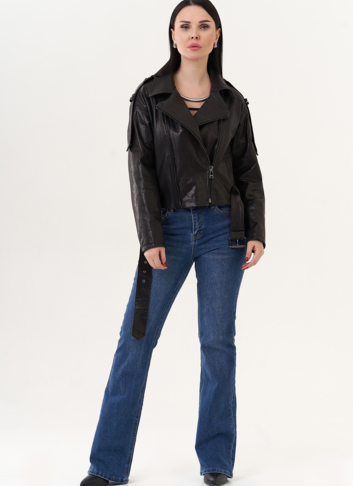 Куртка "косуха" из натуральной кожи с ремнем