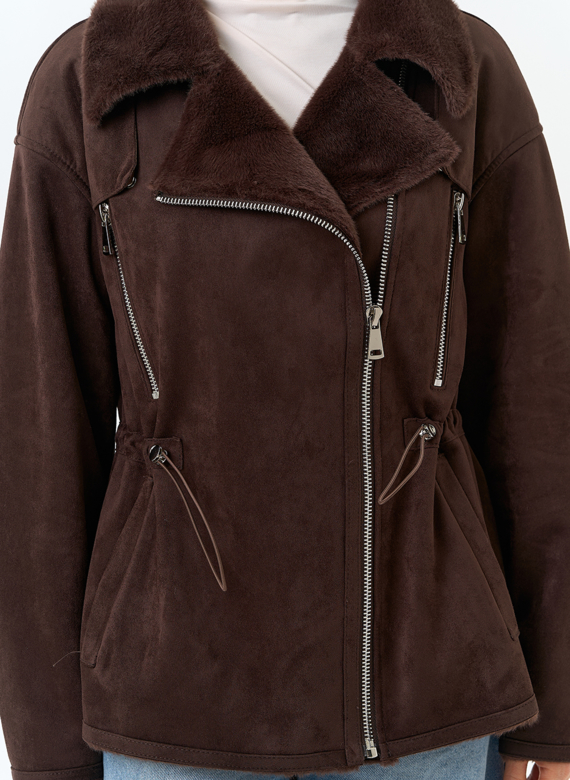 Женская дубленка из эко замши