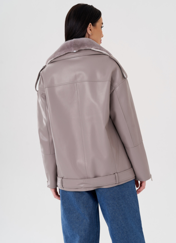 Куртка из эко кожи на утеплителе с натуральным мехом