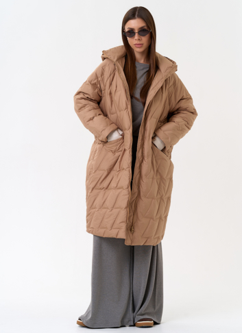 Женское свободное пальто с капюшоном