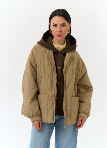 Женская куртка с трикотажным капюшоном