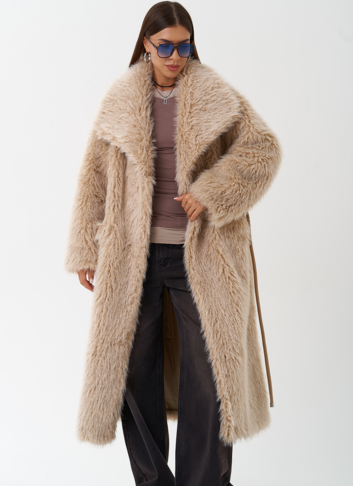 Длинная эко шуба под овчину
