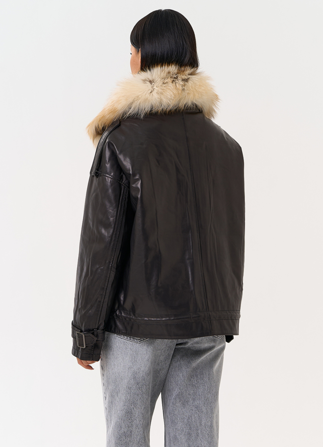 Куртка из натуральной кожи с мехом модель № 23443 в кредит