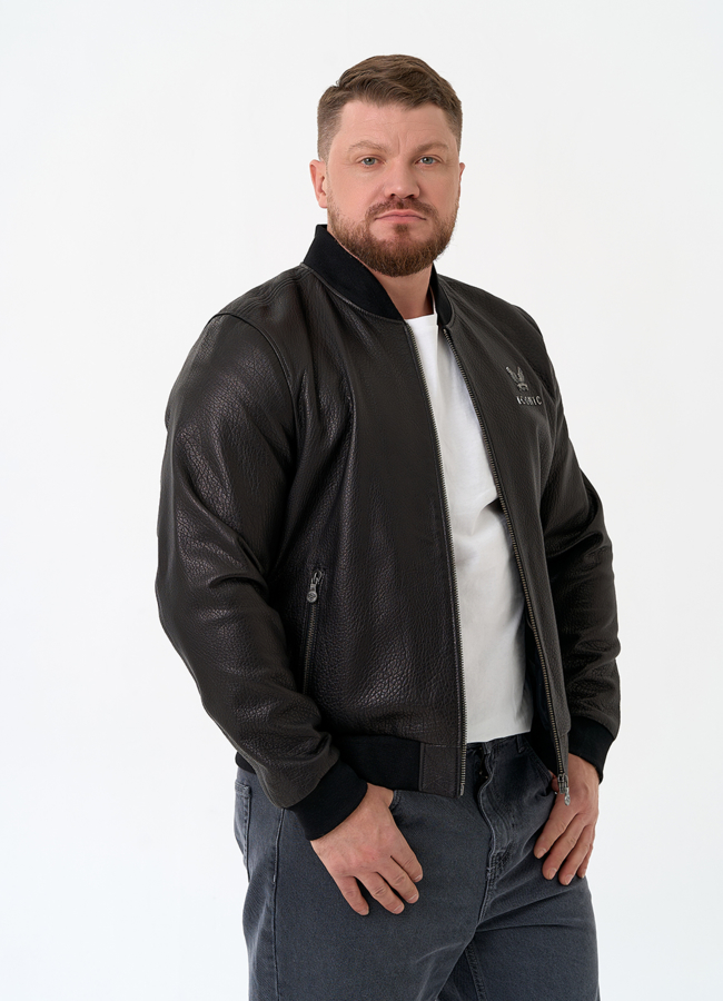 Мужская куртка бомбер из натуральной кожи модель № 32864 универмаг малина