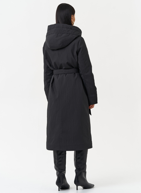 Пальто женское утепленное с эффектом жатой ткани