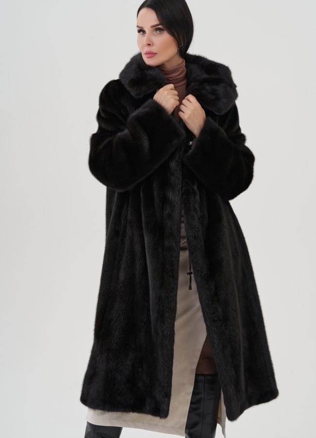 Шуба из норки в цвете махагон модель № 26126 универмаг малина