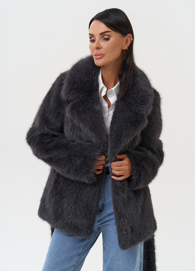 Женская шуба из эко меха с английским воротником модель № 31241 универмаг малина