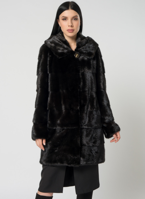 Норковая шуба с капюшоном