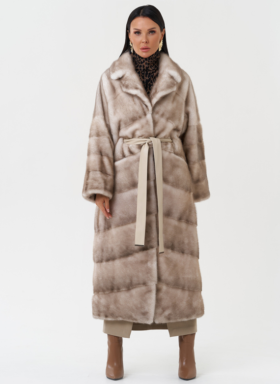 Длинная шуба из меха норки