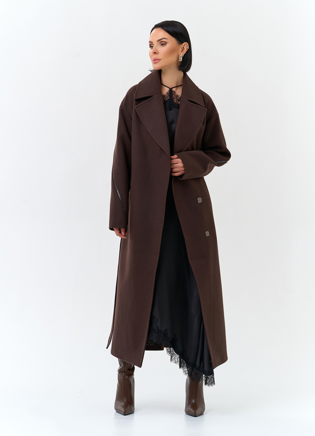 Женское пальто с английским воротником модель № 32819 универмаг малина