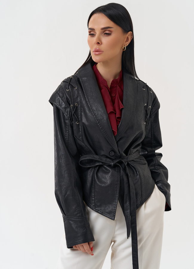 Куртка женская из эко кожи в стиле ретро модель № 30450 в кредит