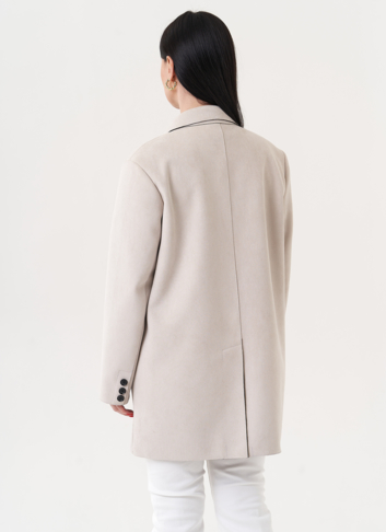 Жакет из эко замши с английским воротником