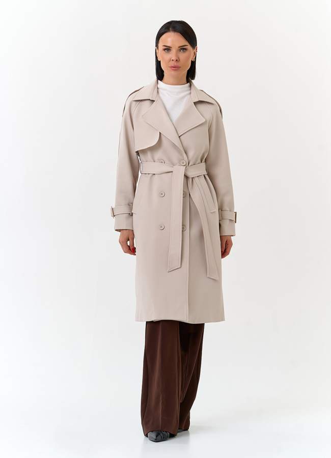 Женский светлый плащ модель № 33096 в кредит