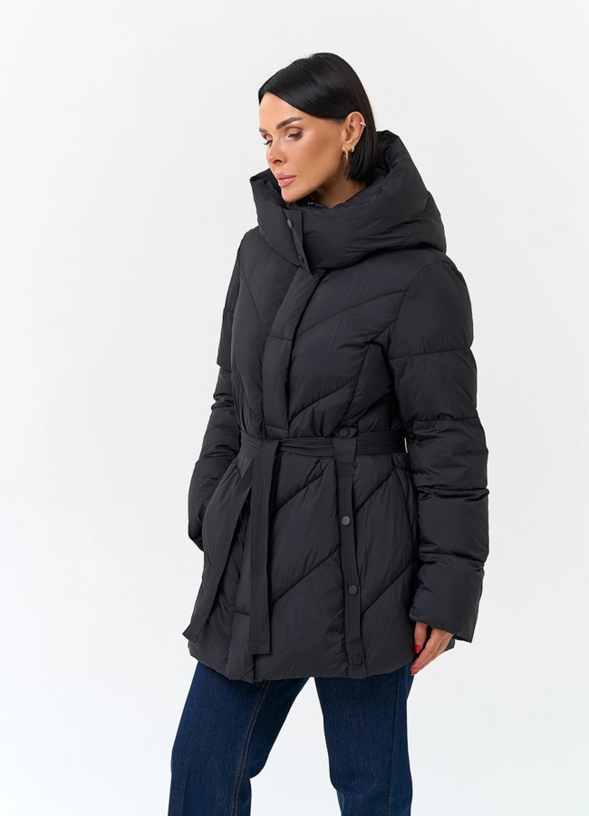 Женский пуховик с поясом модель № 34020 в рассрочку фото