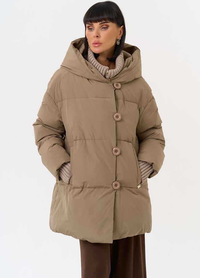 Женский пуховик с акцентными пуговицами модель № 31518 в рассрочку