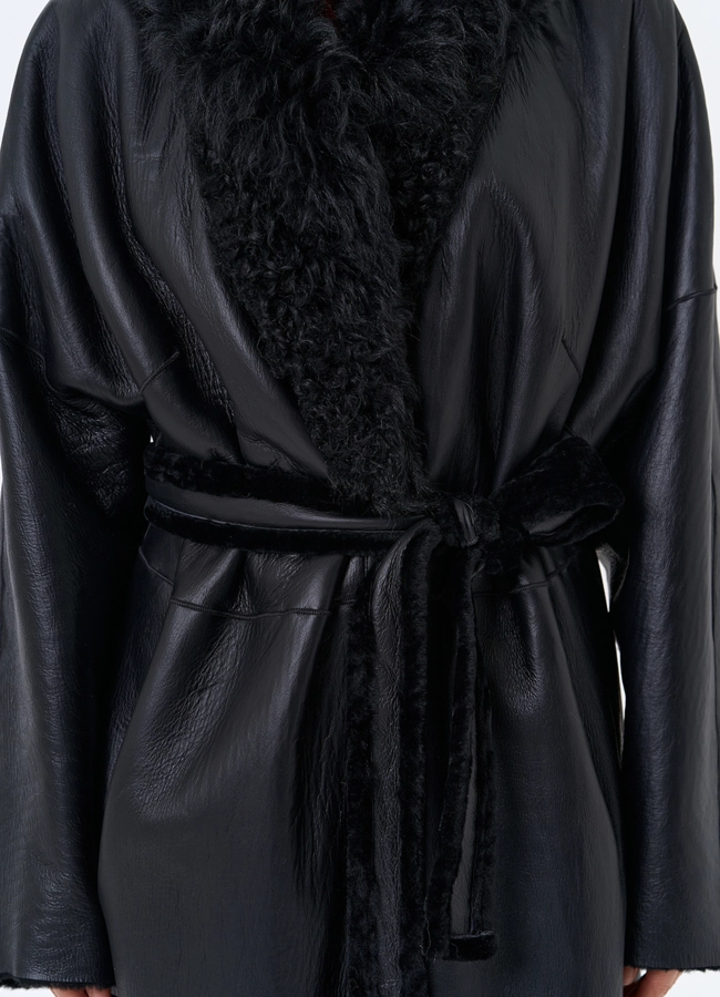 Женская натуральная дубленка с воротником шаль модель № 31852 универмаг малина фото