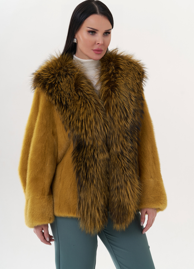 Норковая шуба укороченная модель № 24739 универмаг малина