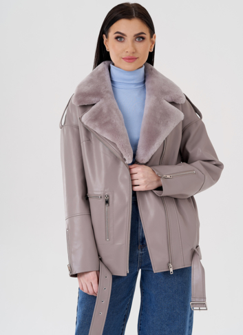 Куртка из эко кожи на утеплителе с натуральным мехом