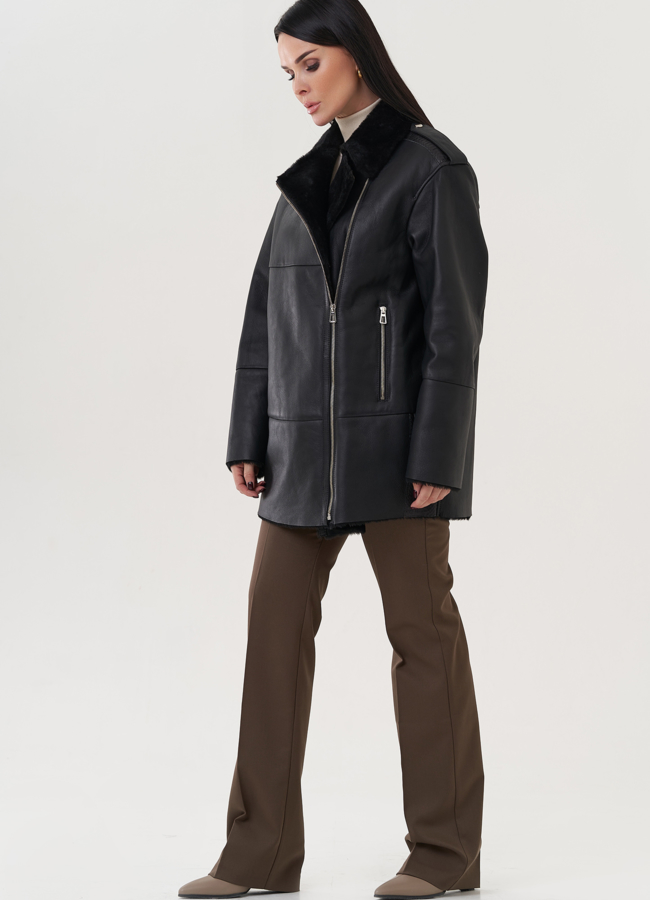 Женская дубленка  модель № 25907 универмаг малина