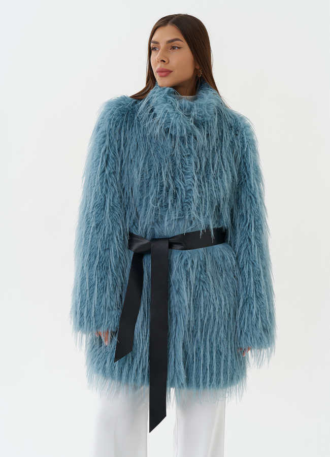 Женская шуба под эко страуса модель № 27808 в кредит