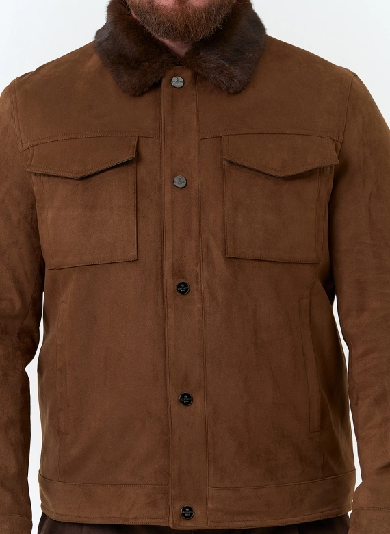 Мужская утепленная куртка из эко замши фото