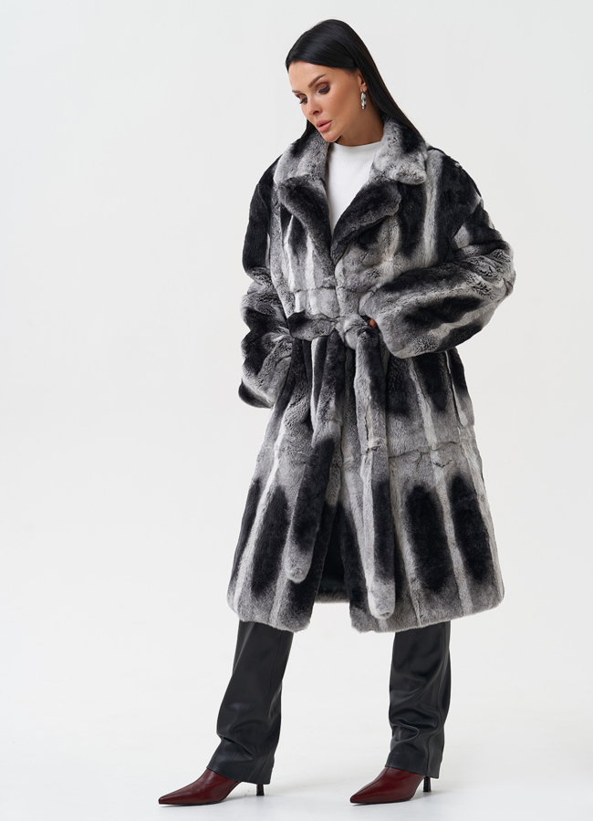 Шуба из меха кролика с английским воротником модель № 28134 универмаг малина