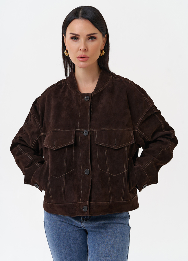 Куртка из замши коричневого цвета модель № 29927 универмаг малина