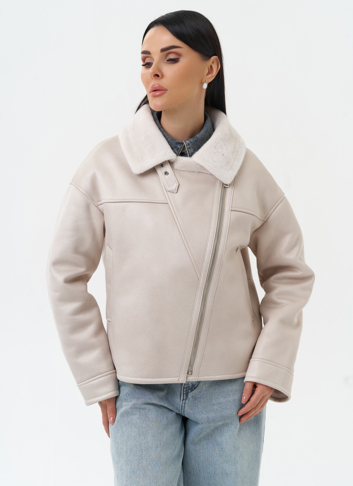 Короткая дубленка из эко замши