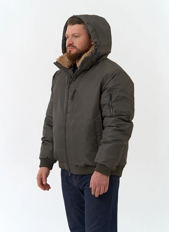 Мужская куртка бомбер с капюшоном фото