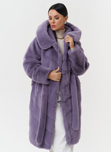 Женская шуба из эко меха с капюшоном