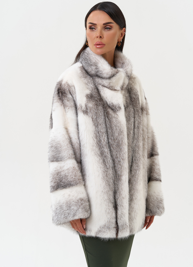 Коротка шуба из норки крестовки модель № 31319 универмаг малина