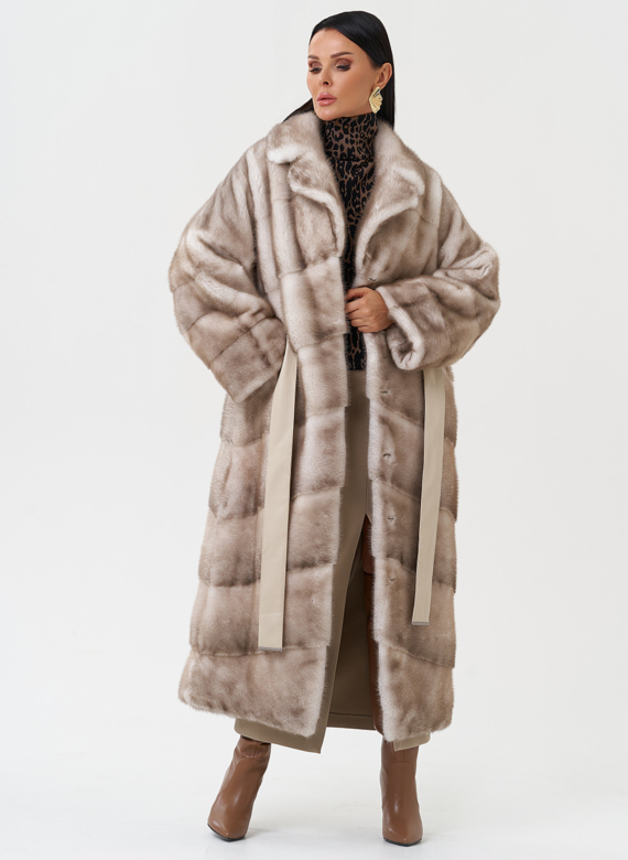 Длинная шуба из меха норки